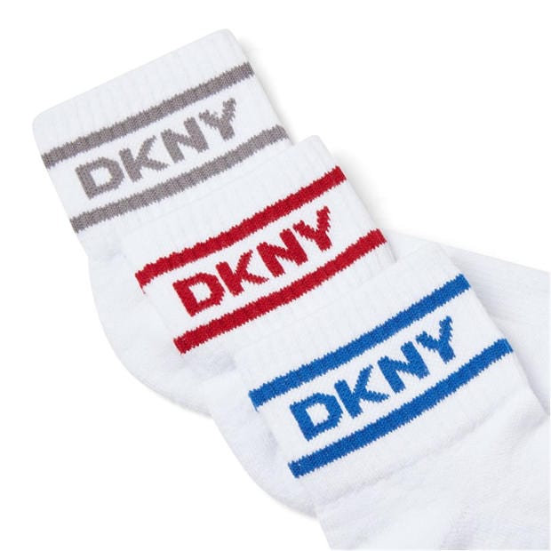 3pk White - DKNY - Mens 3 Pack Sports Socks Apollo