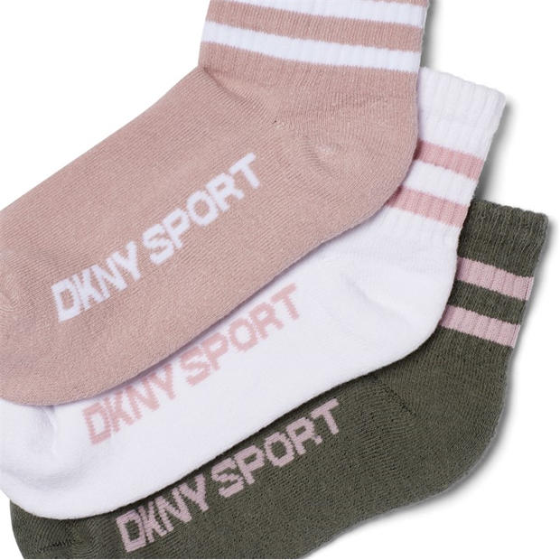 Khaki/Pink/Whit - DKNY - Womens 3 pack Sports Socks Chaya