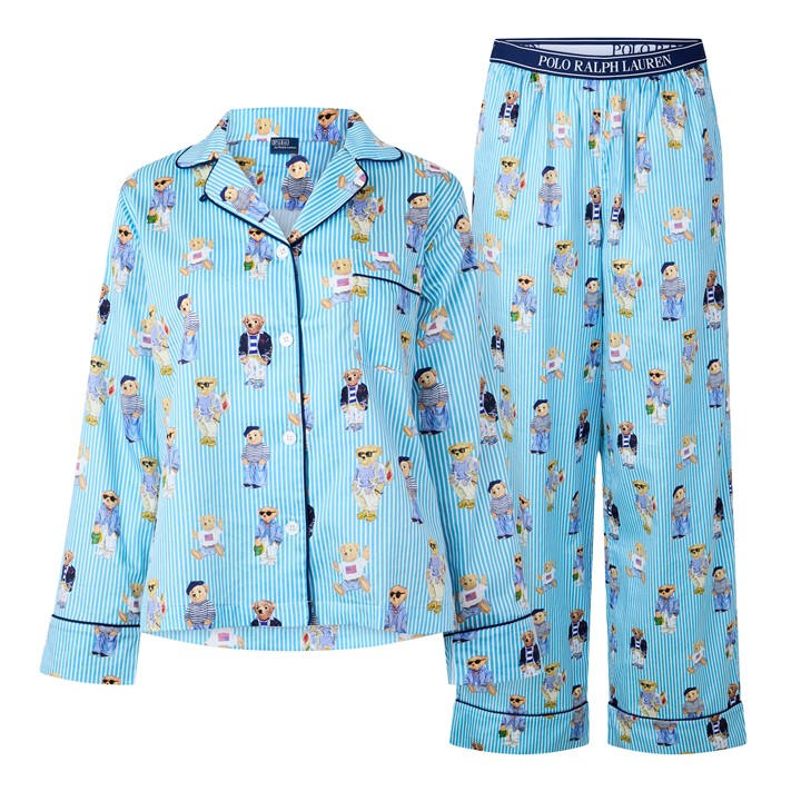 Polo Ralph Lauren Women's Blue Madison Long Sleeve Pyjama Set in Size 12, Sports Direct