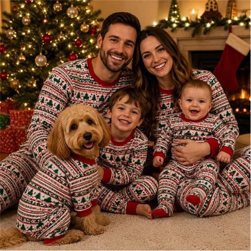 The Spirit Of Christmas - Mens Fairisle Xmas Family Cotton Pyjamas