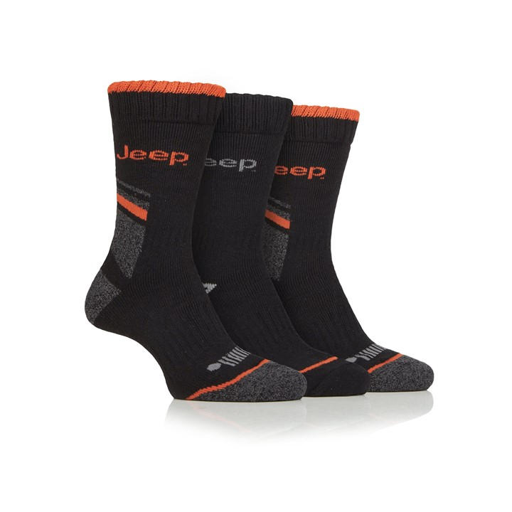 Jeep Men's Black 3 Pack Work Boot Socks in Size 7 - 11, Sports Direct