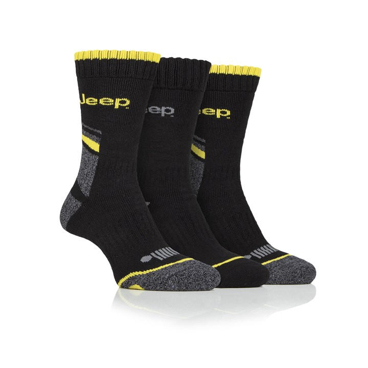 Jeep Men's Black 3 Pack Work Boot Socks in Size 7 - 11, Sports Direct