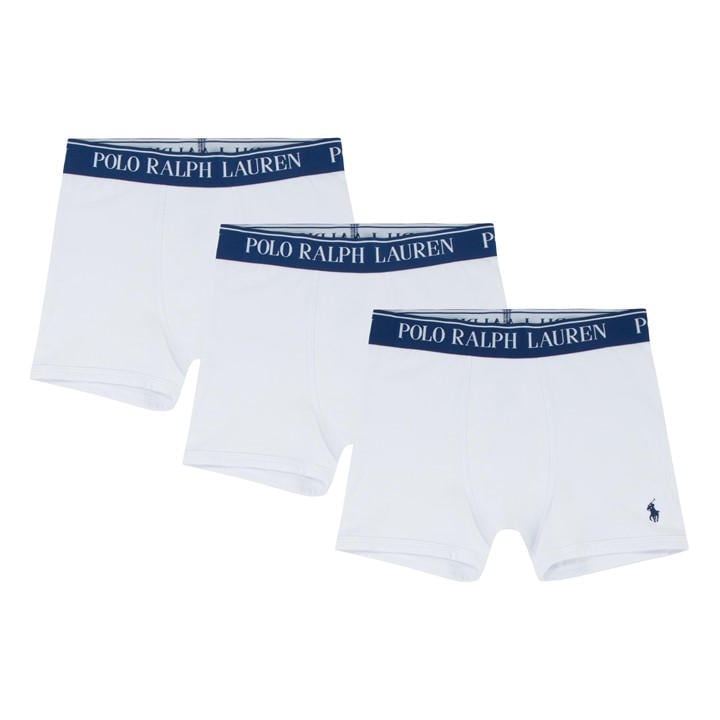 Polo Ralph Lauren Boys White Kids' 3-Pack Cotton Stretch Mid Rise Trunks in Size S Boys, Sports Direct