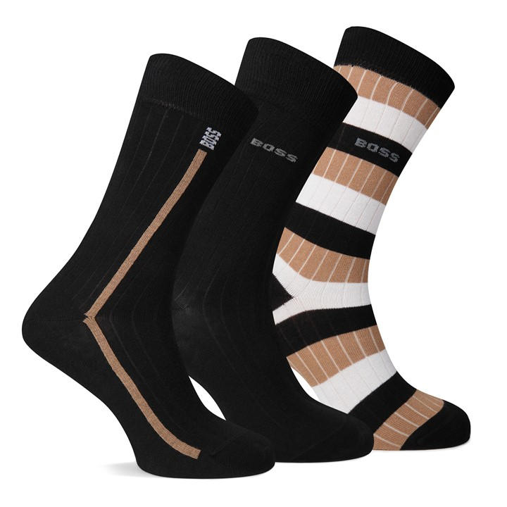 Boss Men's Black Fine Rib Crew Socks in Size 6 - 12 Months, Sports Direct