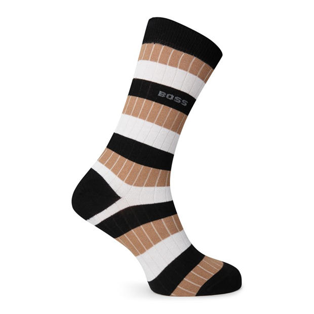 Black 001 - Boss - Men's Fine Rib Crew Socks