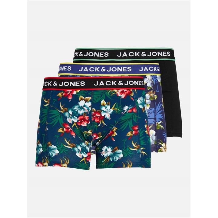 Jack And Jones Men's Black Flower Pack Trunks in Size L, Sports Direct