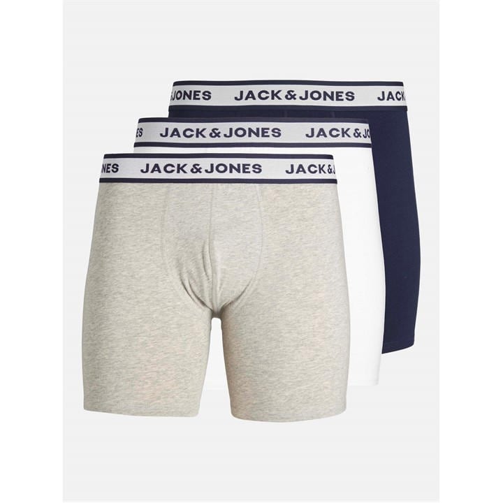 Jack And Jones Men' Grey Jack 3-Pack Solid Boxer Briefs Plus Size in Size S, Sports Direct