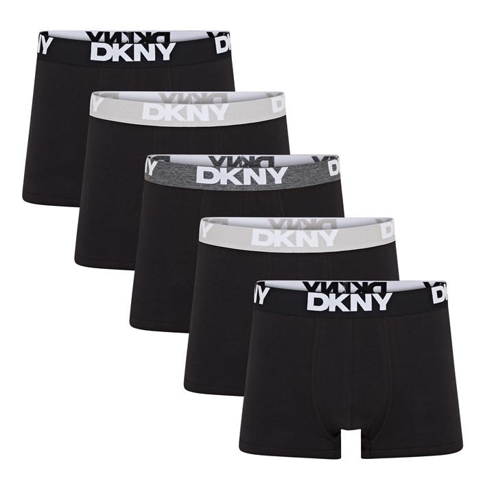 Dkny Men's Black 5 Pack Trunks Portland in Size L, Sports Direct
