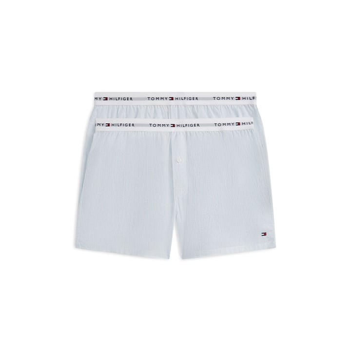 Tommy Hilfiger Men's Blue 2 Pack Woven Boxer Shorts in Size L, Sports Direct