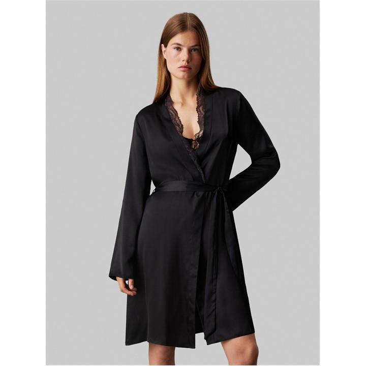 Calvin Klein Women's Black Kimono Dressing Gown in Size 12, Sports Direct