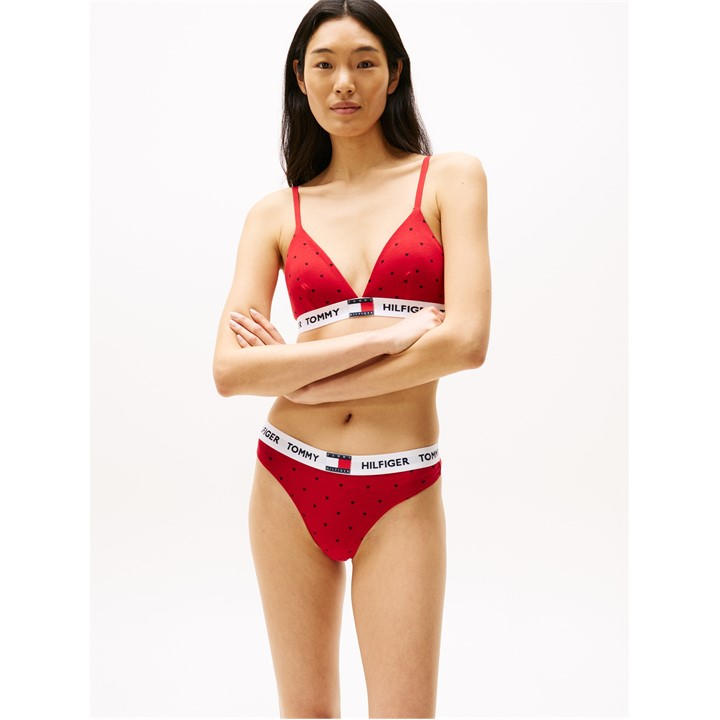 Tommy Hilfiger Women's Red Heritage Print Repeat Logo Waistband Briefs Size 10