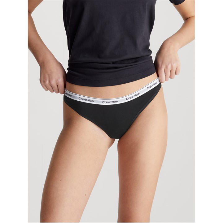 Calvin Klein Women's Black Logo Thong in Size 16, Sports Direct