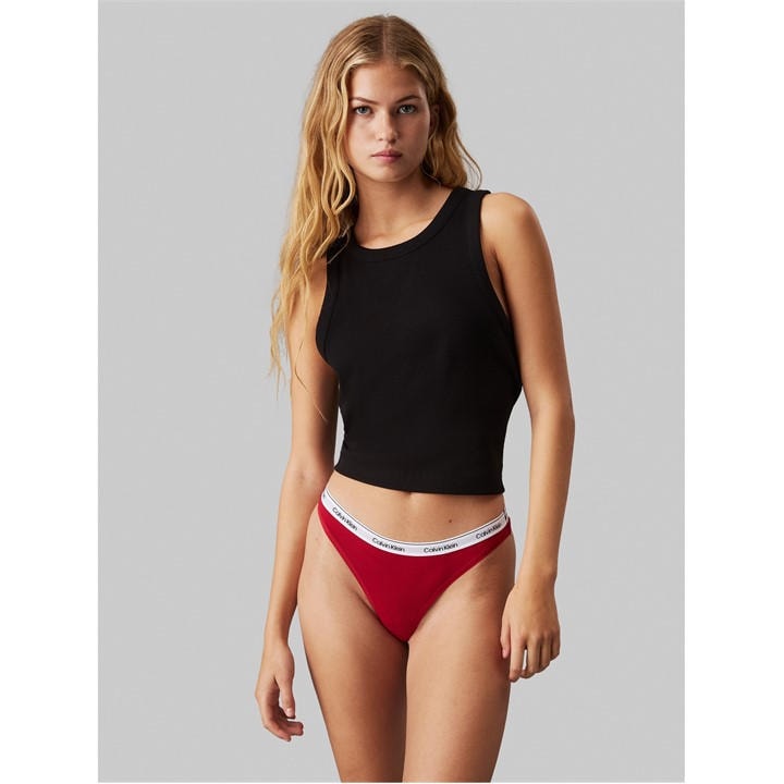 Calvin Klein Women's Red Logo Thong in Size 12, Sports Direct