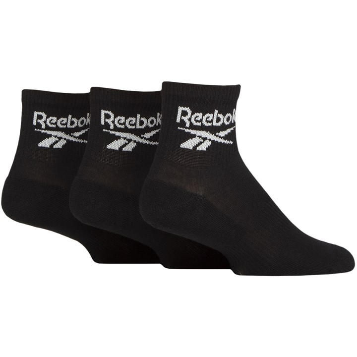 Reebok  Black Core Ankle Quarter Socks in Size 7 - 11, Sports Direct