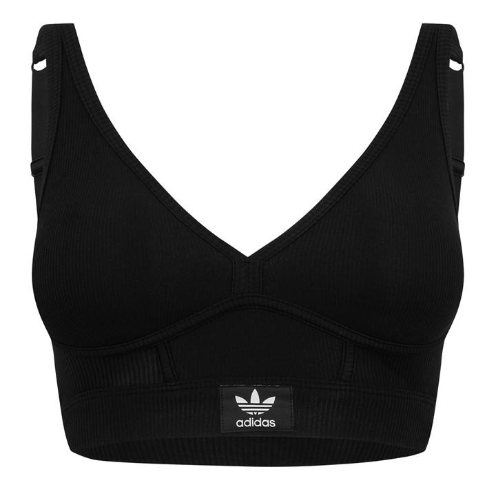 Adidas Originals Women's Grey Adicolor Contempo Rib 2-2 Bralette Large