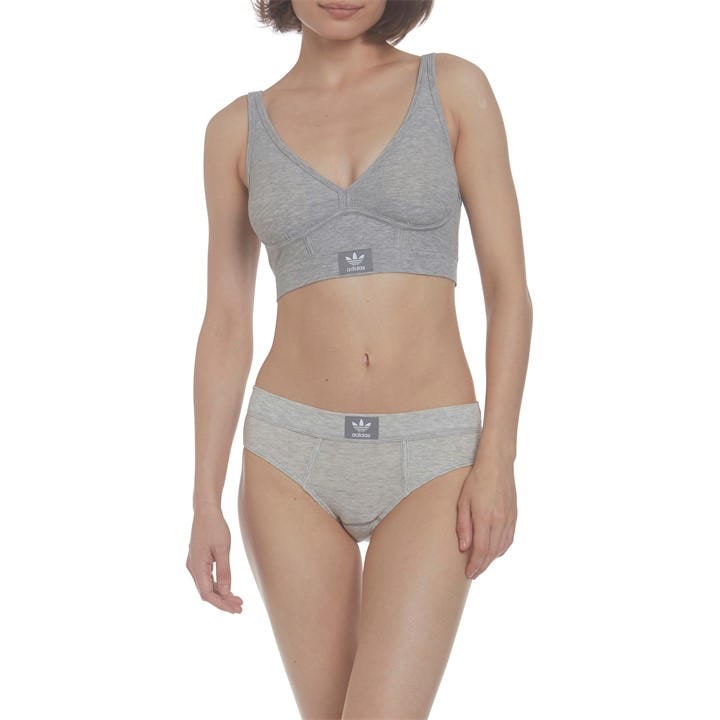 Adidas Originals Women's Grey Adicolor Contempo Rib 2-2 Bralette Large