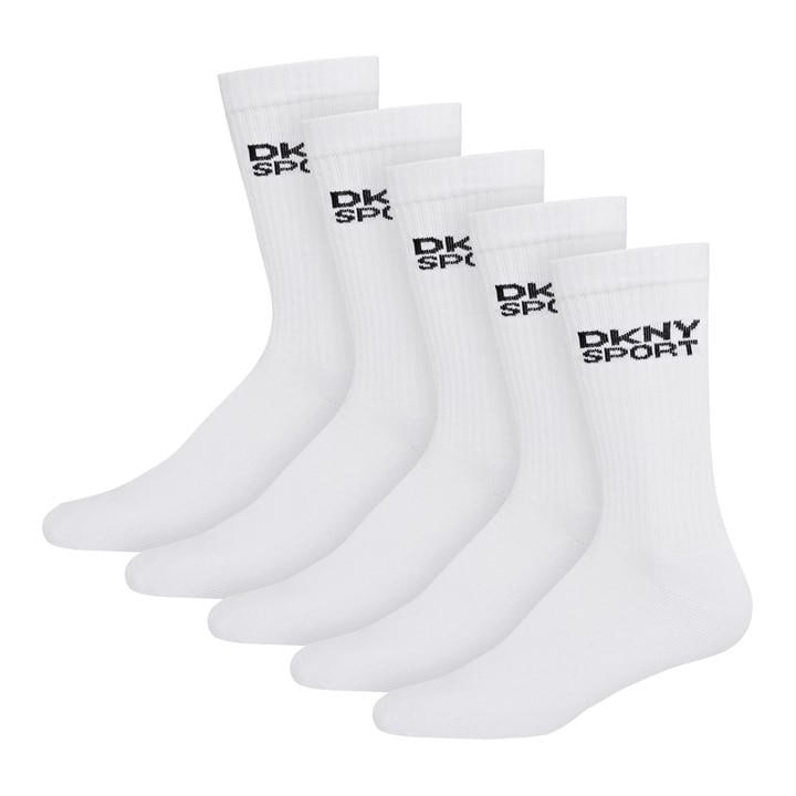 Dkny Men's White 5 Pack Sport Socks Radde in Size 7 - 11, Sports Direct