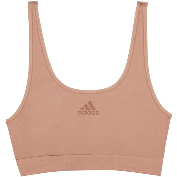 Adidas Women's Brown Active Seamless Micro Stretch Scoop Lounge Bra in Size 16, Sports Direct