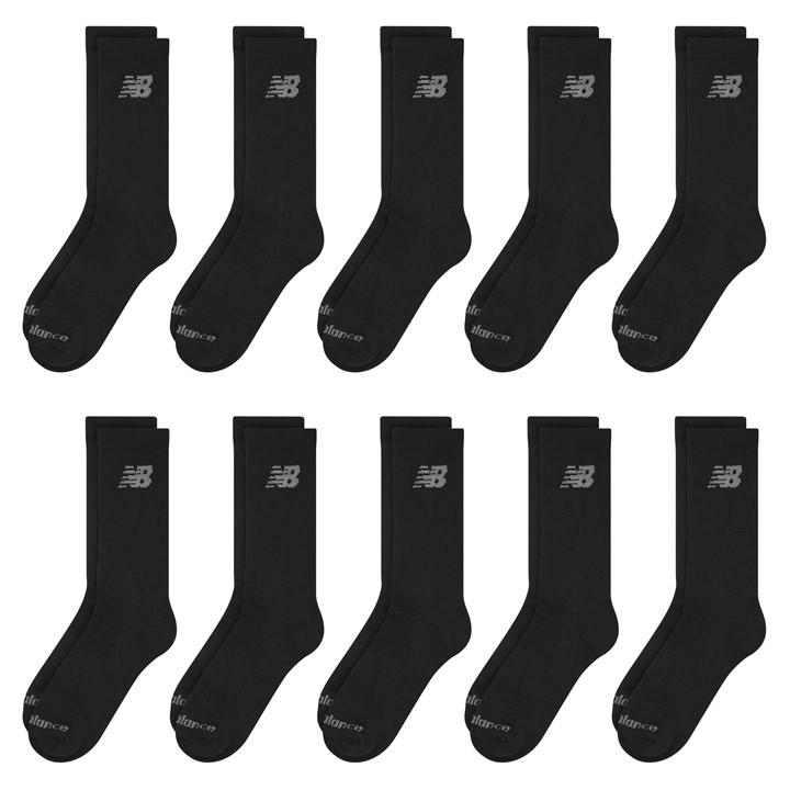 New Balance  Black 10 Pack Cushioned Crew Socks in Size 7 - 11, Sports Direct