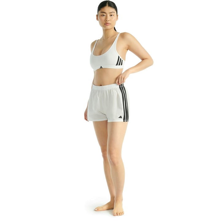 Adidas Women's White Active Essentials Cotton 3-Stripes Scoop Bralette in Size 8, Sports Direct