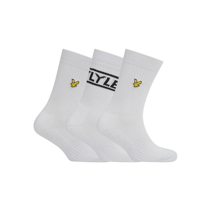 Lyle And Scott Men's White 3-Pack Logo Socks in Size 7 - 11, Sports Direct