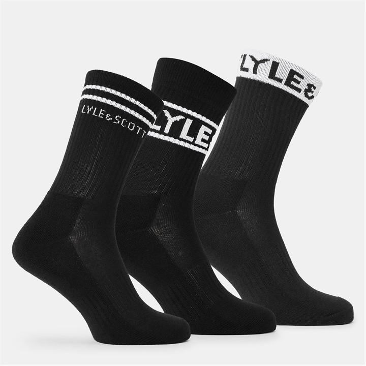 Lyle and Scott 3-Pack Logo Socks - Black