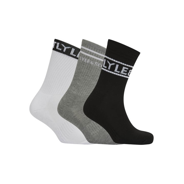 Lyle And Scott Men's  3-Pack Logo Socks in Size 7 - 11, Sports Direct