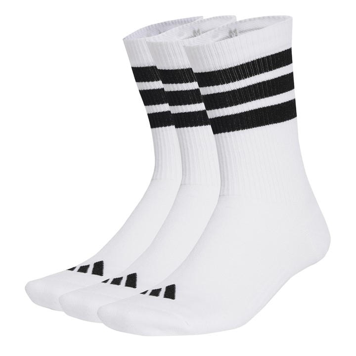 Adidas  White 3-Pack Crew Socks  in Size 6.5 - 8, Sports Direct