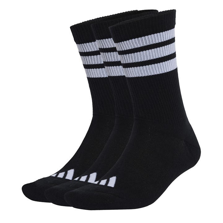 Adidas  Black 3-Pack Crew Socks  in Size C3 - C7, Sports Direct