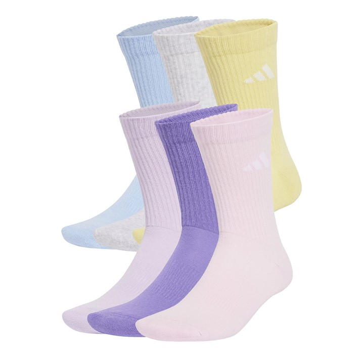 Adidas Unisex Multi 6-Pack Logo Crew Socks Adults Size 8.5