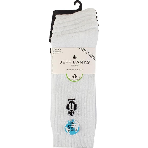 White - Jeff Banks - Men's 7 Pack Sport Crew Socks