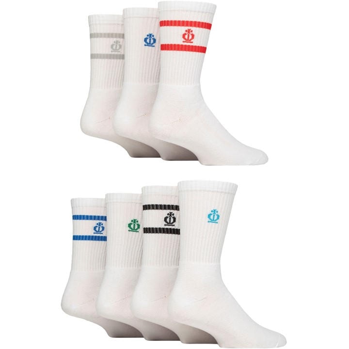 Jeff Banks Men's White 7 Pack Sport Crew Socks in Size 7 - 11, Sports Direct