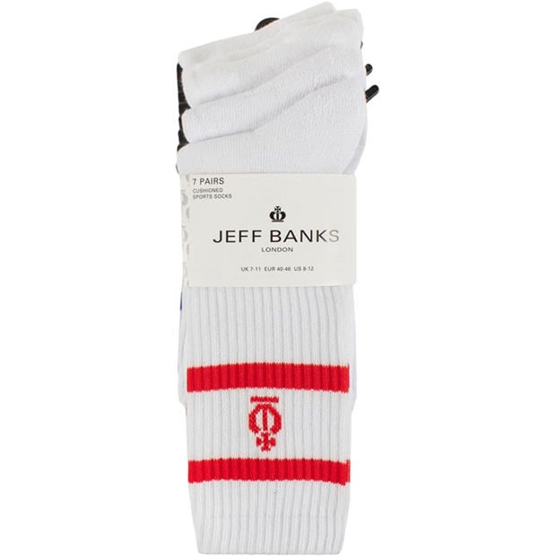 White - Jeff Banks - Men's 7 Pack Sport Crew Socks