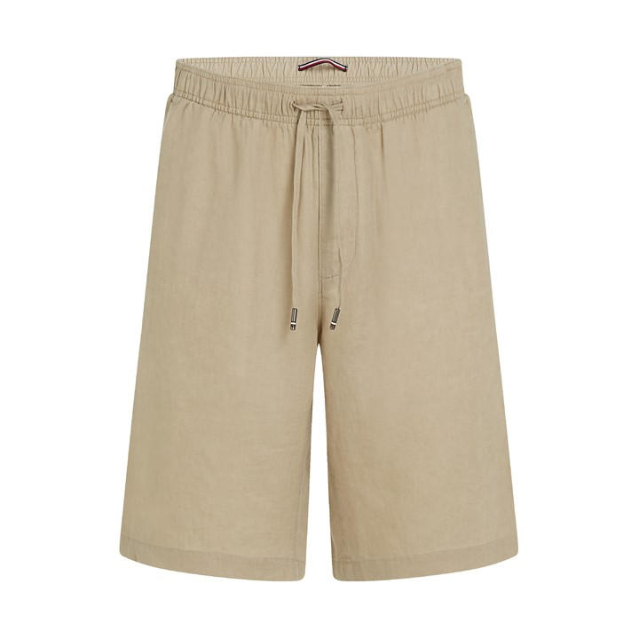 Tommy Hilfiger Men's Beige Harlem Linen Relaxed Fit Woven Tracksuit Shorts in Size 32 R, Sports Direct