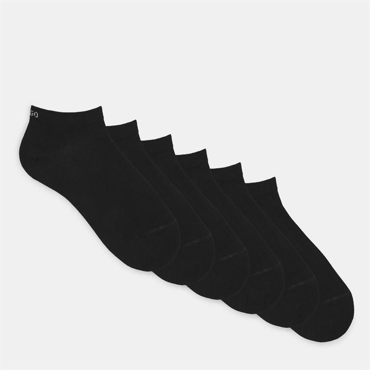 Hugo Men's Black Cotton Blend 6-Pack Trainer Socks in Size 7 - 11, Sports Direct