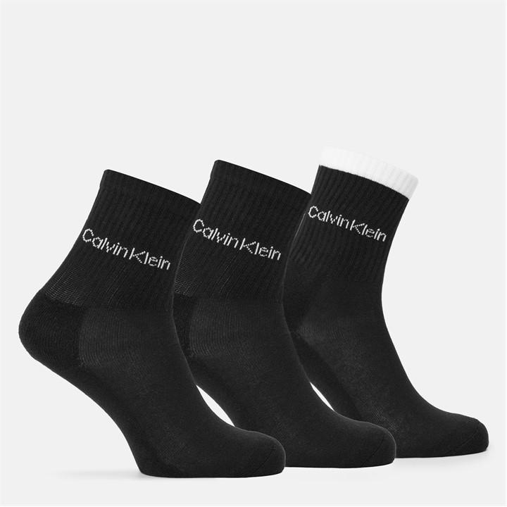 Calvin Klein Women's Black Ck Logo Crew Socks 3-Pack in Size 4 -8, Sports Direct