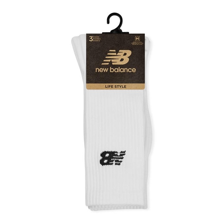 New Balance  White Everyday Crew Socks 3-Pack  in Size 4.5-6.5(S), Sports Direct