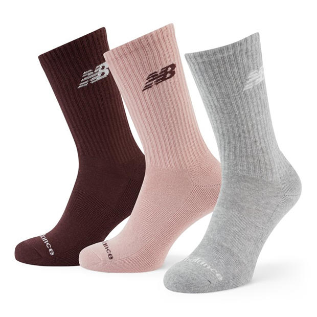 Pink/White/Grey - New Balance - Everyday Crew Socks 3-Pack Adults