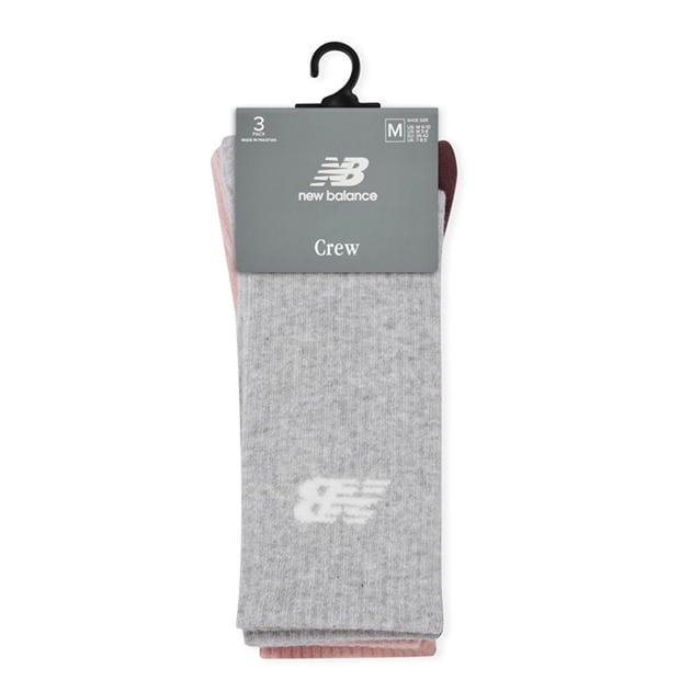 Pink/White/Grey - New Balance - Everyday Crew Socks 3-Pack Adults