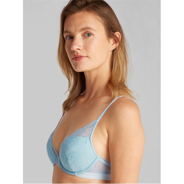Calvin Klein Women's Blue Modern Lace Lightly Lined Plunge Bra in Size 34B, Sports Direct