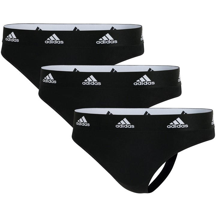 Adidas Women's Black 3-Pack Active Comfort Cotton Thong in Size L, Sports Direct