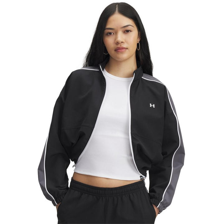 Under Armour Women's Black Rival Woven 1/4 Zip Fleece in Size 10, Sports Direct
