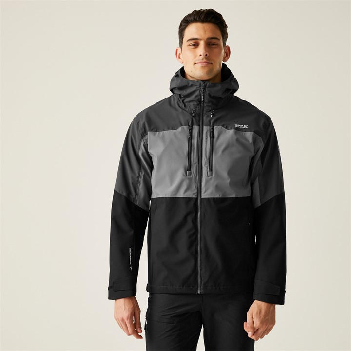 Regatta Men' Grey Maland Waterproof Hooded Jacket in Size S, Sports Direct