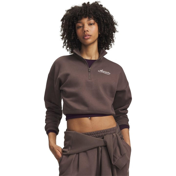 Under Armour Women's Brown Rival Half Zip Fleece Top in Size 8, Sports Direct