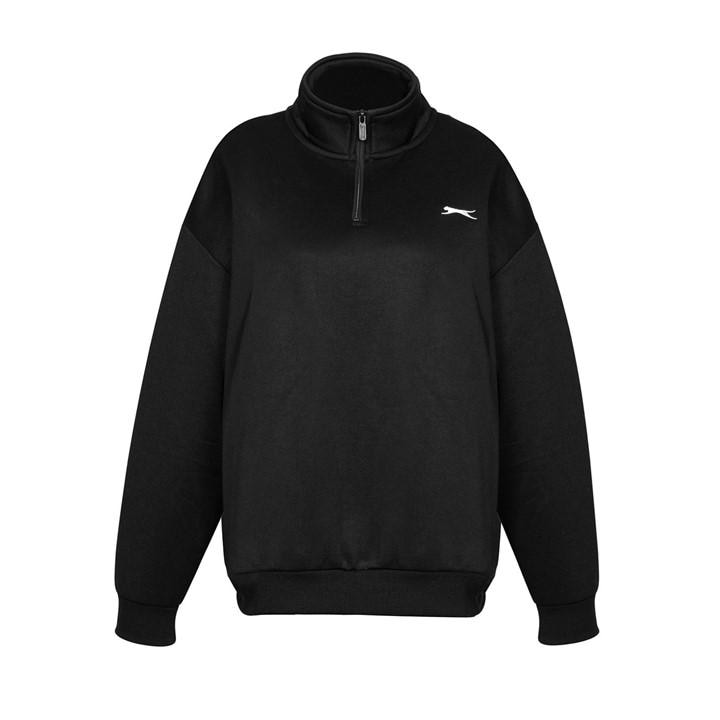 Slazenger Women's Black Quarter Zip Sweatshirt in Size 8, Sports Direct