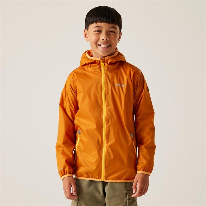 Regatta Boys Orange Kids Lever Ii Packable Reflective Long Sleeve Waterproof Jacket in Size 13 - 14 Years, Sports Direct