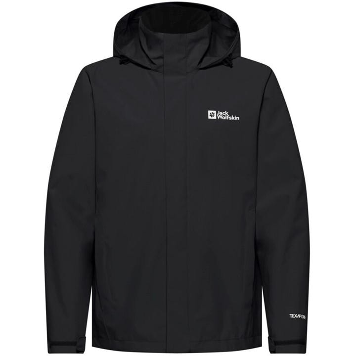 Jack Wolfskin Men's Black Trailtime Breathable Waterproof Jacket in Size 2XL, Sports Direct