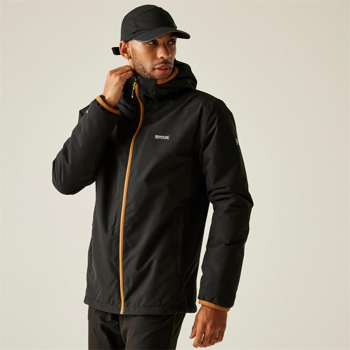 Regatta Men' Black Caspen Isotex 10000 Breathable Waterproof Long Sleeve Full Zip Waterproof Jacket in Size S, Sports Direct