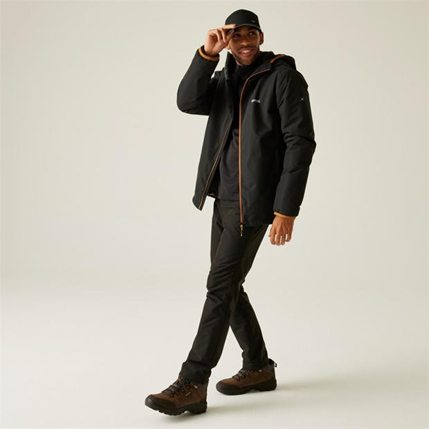 Black - Regatta - Men's Caspen Isotex 10000 Breathable Waterproof Long Sleeve Full Zip Waterproof Jacket