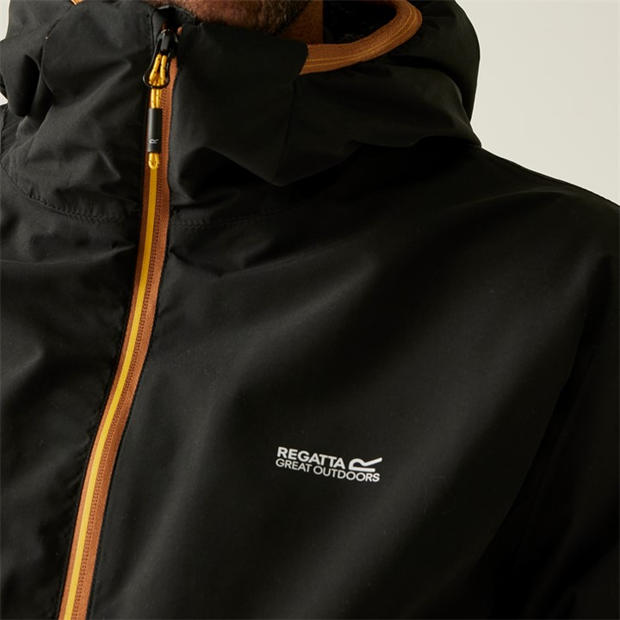 Black - Regatta - Men's Caspen Isotex 10000 Breathable Waterproof Long Sleeve Full Zip Waterproof Jacket
